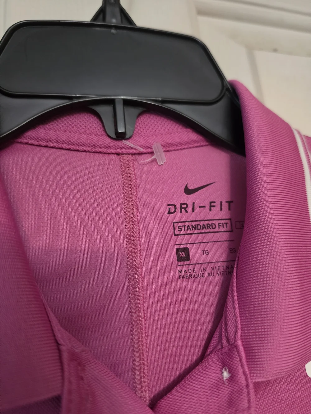 Nike Girls Magenta Short-Sleeve Dri-FIT Polo with White Trim